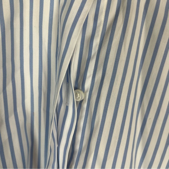 Ann Mashburn Mandarin Paulina Button Up Blue Striped Shirt - Picture 5 of 5